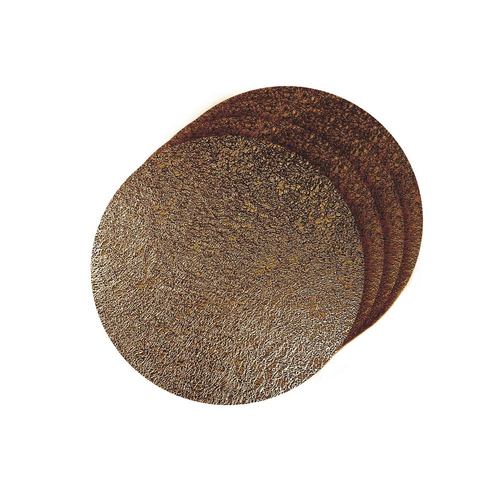 Dainty Home Lacey Bronze Metallic Scribble Design Round Placemats Lacey Bronze Metallic Scribble Design Round Placemats Set Of 4