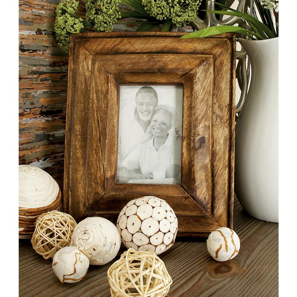 Oak Brown And Whitewash Multi Beveled Picture Frame Set Of 2