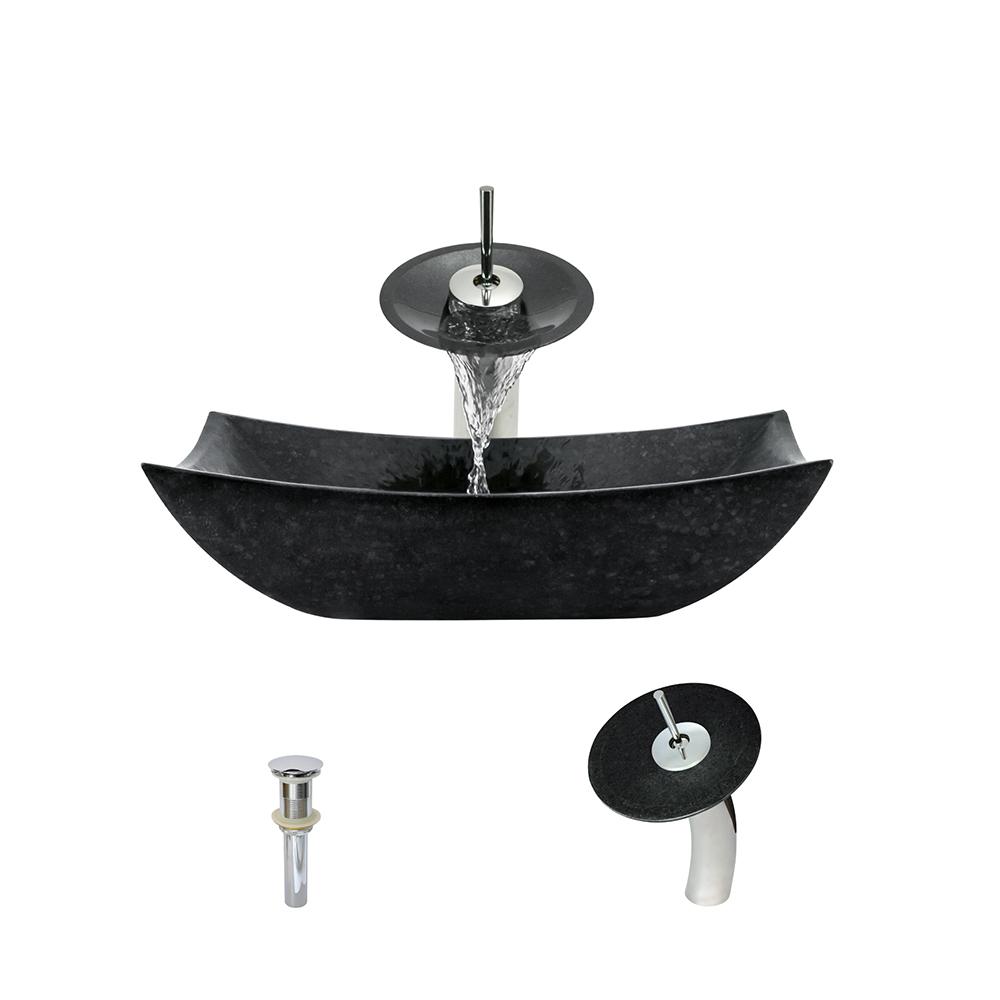 MR Direct Stone Vessel Sink in Honed Basalt Black Granite with