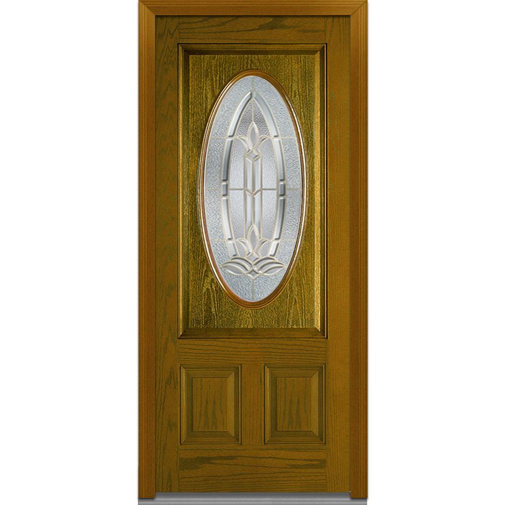 MMI Door 36 in. x 80 in. Bristol RightHand 3/4 Oval Lite 2Panel