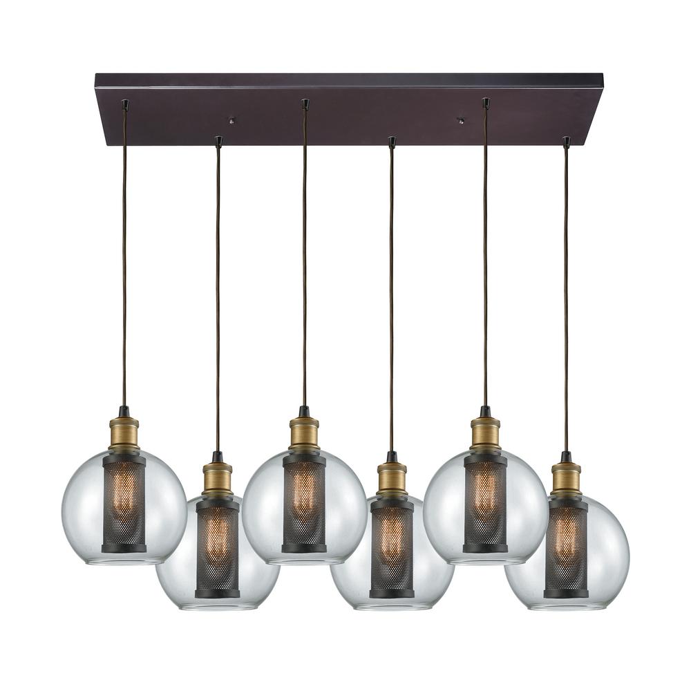 Titan Lighting Bremington 6 Light Rectangle Tarnished Brass Oil Titan Lighting Bremington 6 Light Rectangle Tarnished Brass Oil Rubbed Bronze With Clear Glass