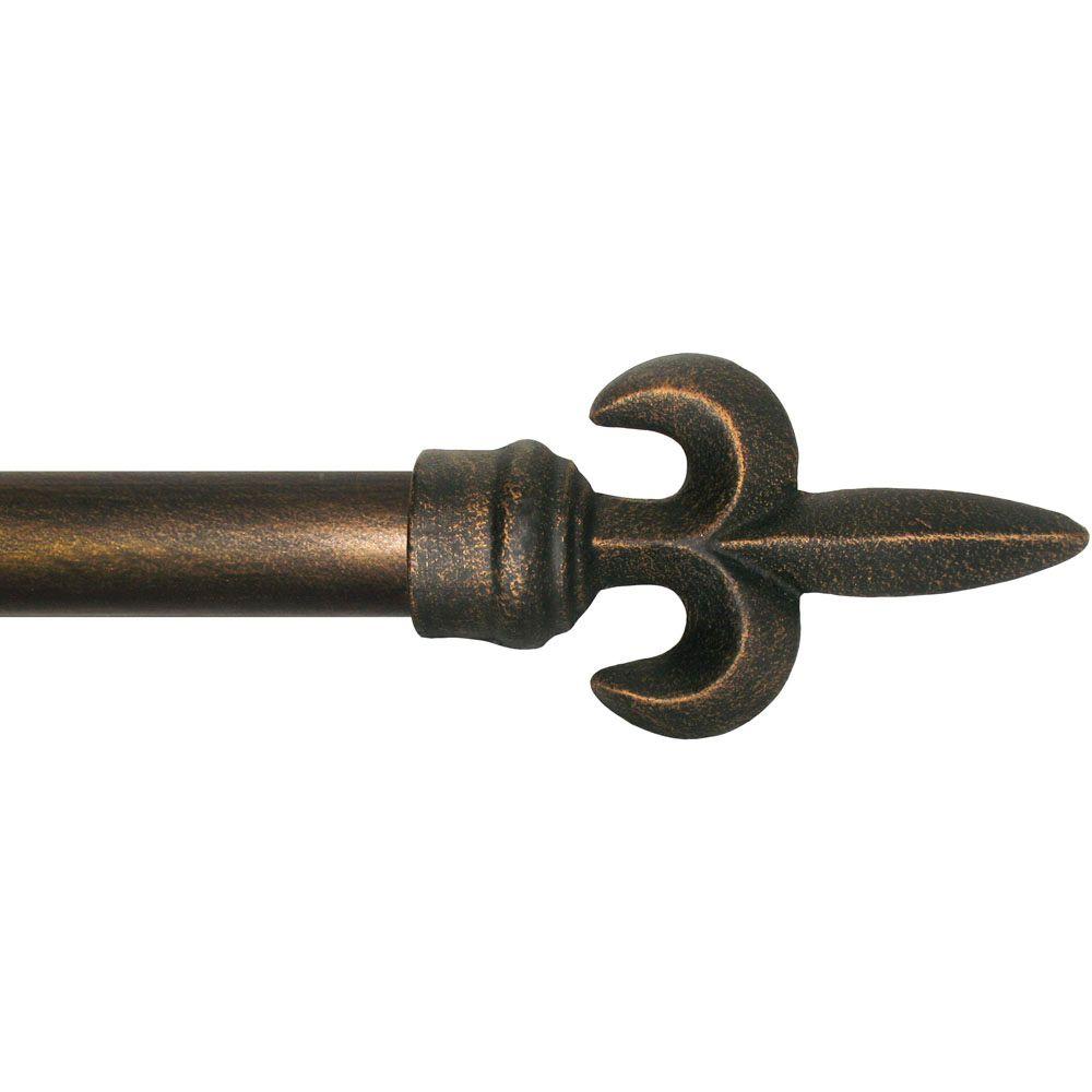The Artifactory 80 In 160 Antique Bronze Fleur De Lis Metal Antique Bronze Fleur De Lis Metal Drapery Rod Set 8669 22 The Home Depot