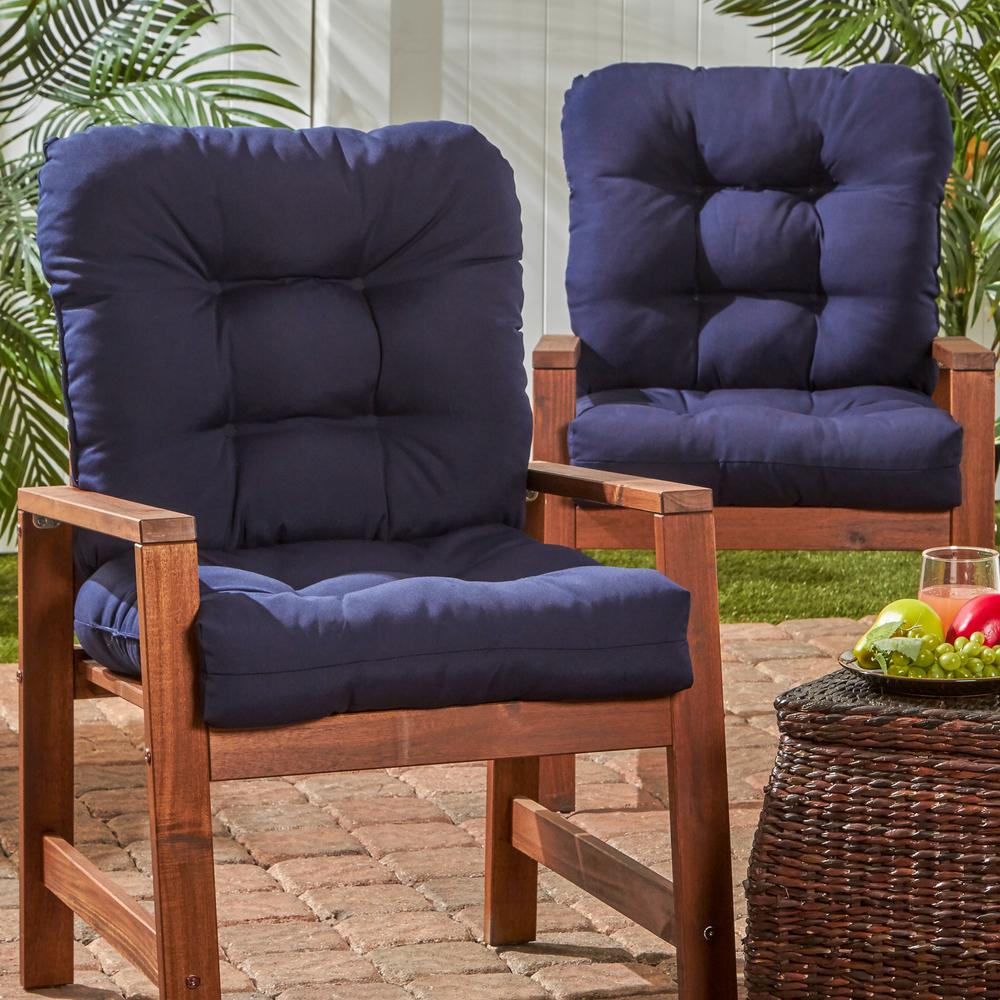 Greendale Home Fashions Solid Navy Outdoor Dining Chair Cushion 2