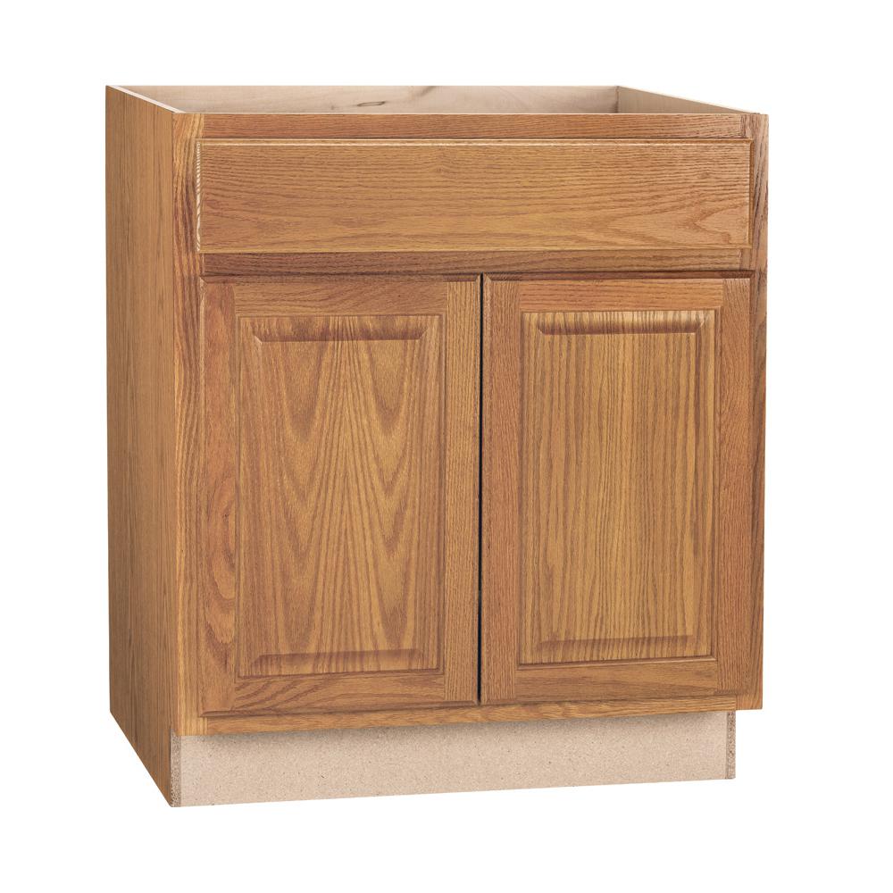 Hampton Bay Hampton Assembled 30x34 5x24 In Sink Base Kitchen Cabinet In Medium Oak