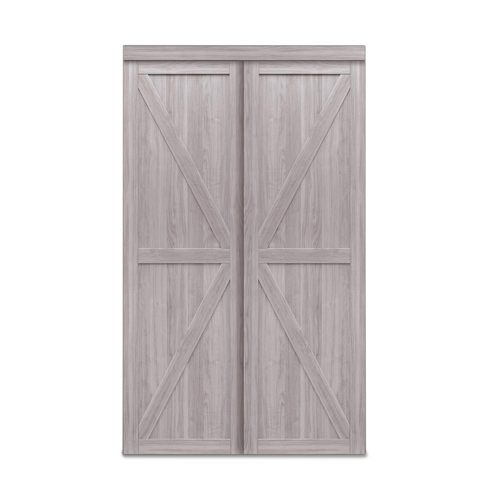 Truporte 60 In X 80 In Trident Silver Oak Mdf Sliding Door