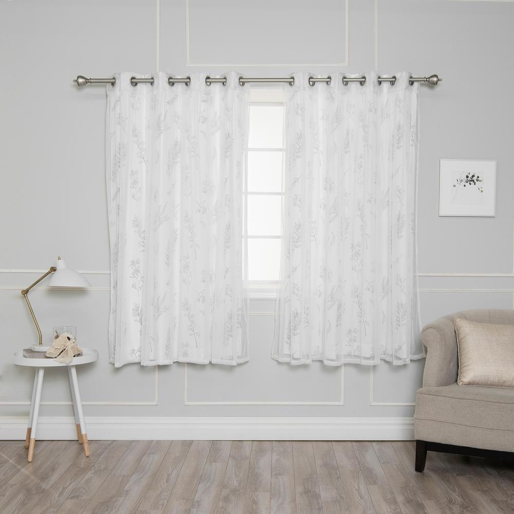Best Home Fashion White 63 In L Umixm Tulle And Botanical Print