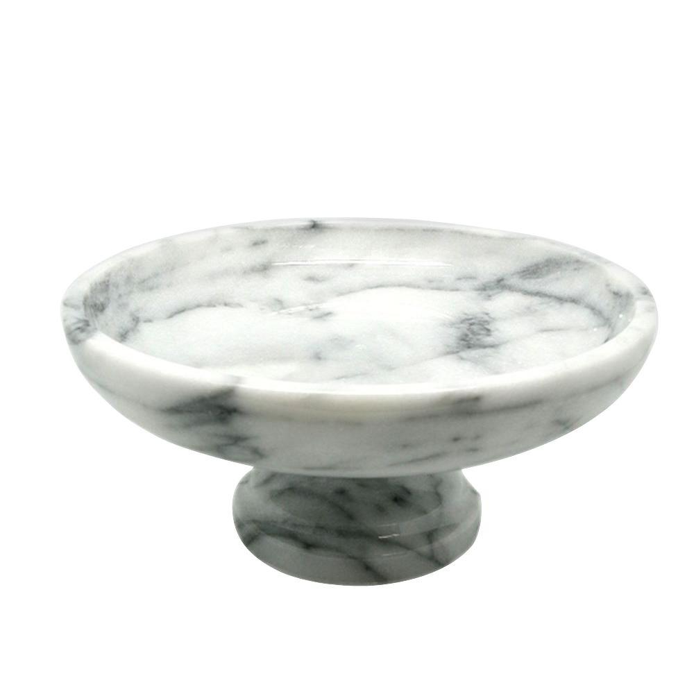 Creative Home 10 in. x 10 in. x 4.375 in. Fruit Bowl on Pedestal in White Marble74754 The