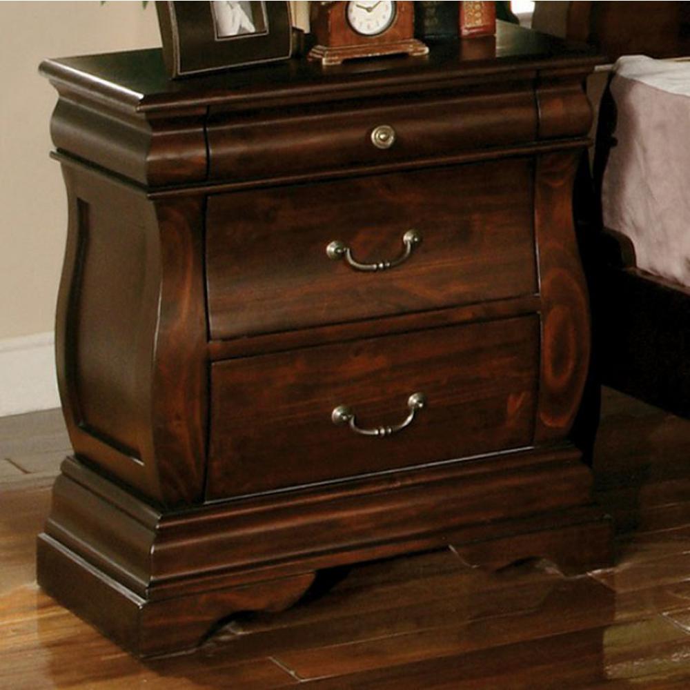 Benjara Transitional 3 Drawer Dark Walnut Nightstand 16 Inch L X 24 Inch W X 27 Inch H Bm123143 The Home Depot