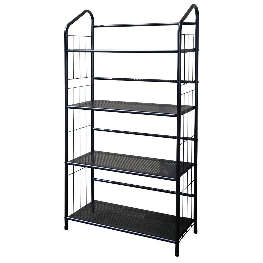 48 60 In Black Open Back Bookcases Home Office Furniture Black Steel Bookcase
