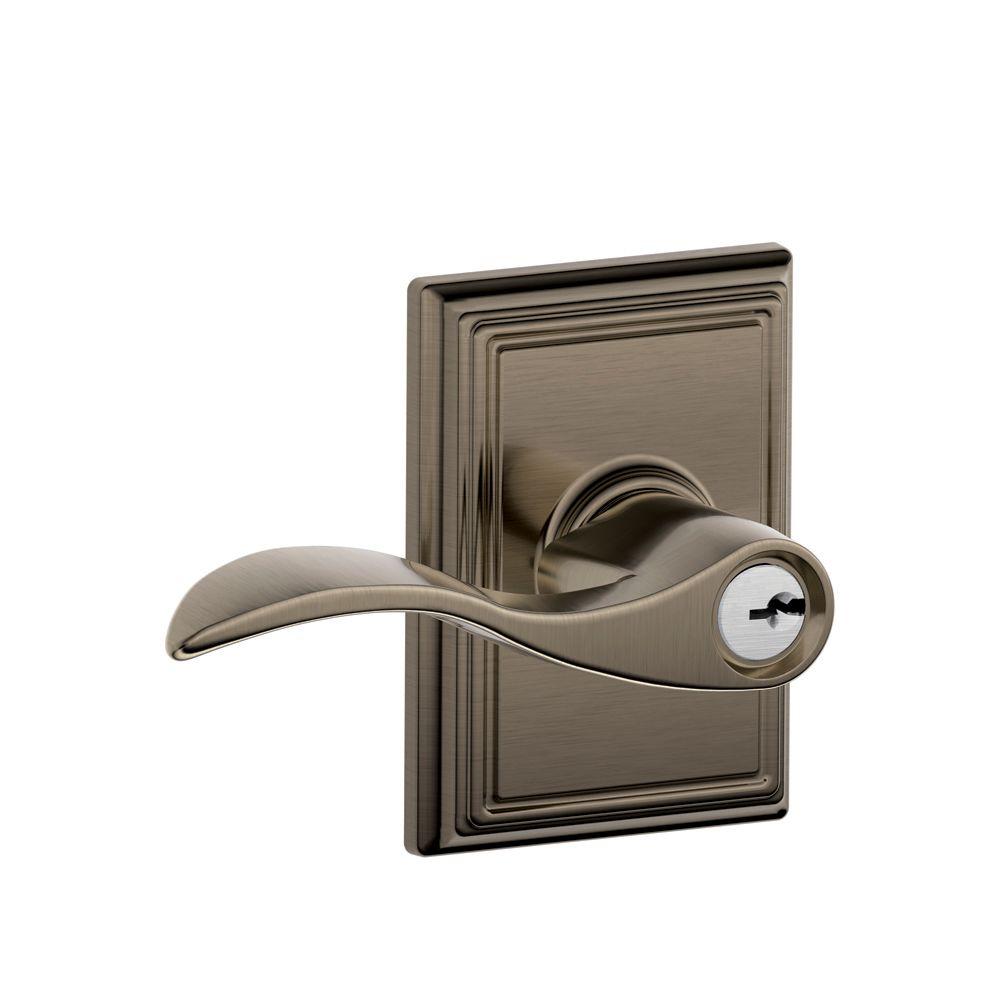 Schlage Accent Antique Pewter Entry Door Lever with Addison Trim-F51A ...