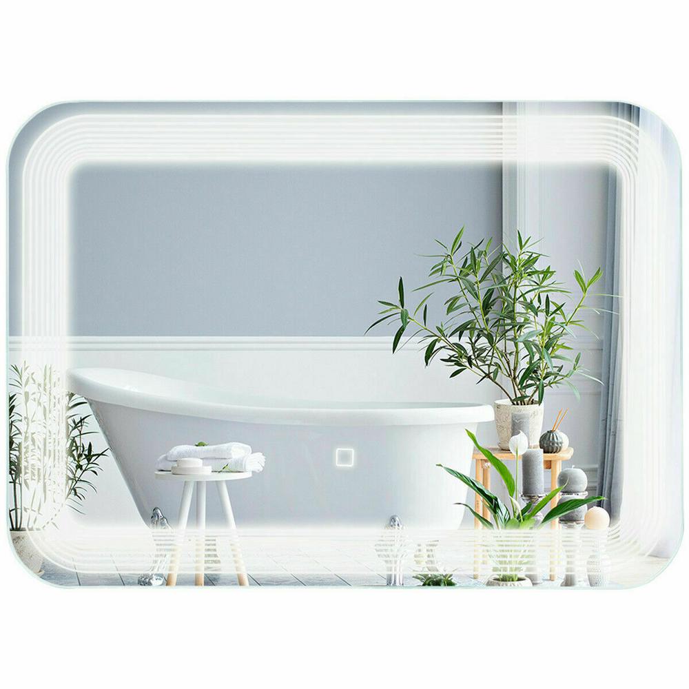 Led Illuminated Bathroom Mirror Lighted Wall Mounted Make-up Vanity Touch Button