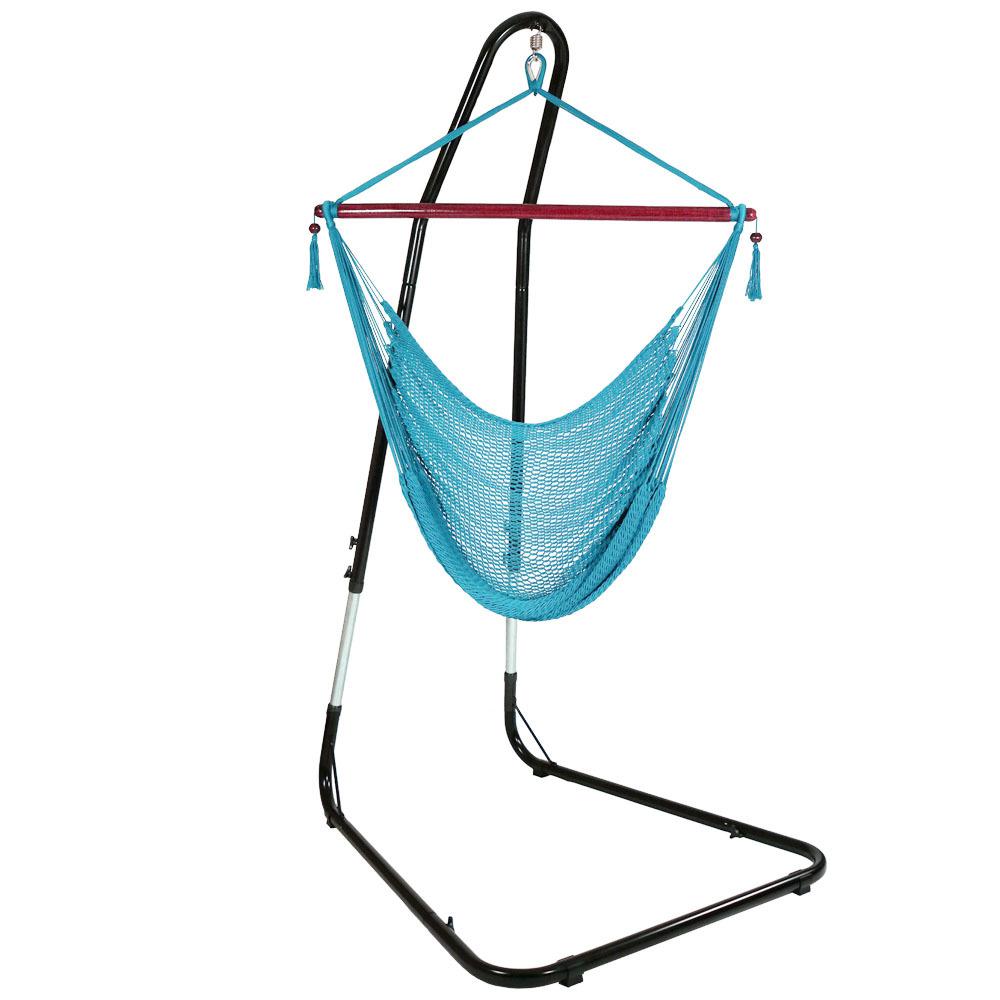 Sunnydaze Decor 4 Ft Hanging Caribbean Xl Hammock Chair With Adjustable Stand In Sky Blue