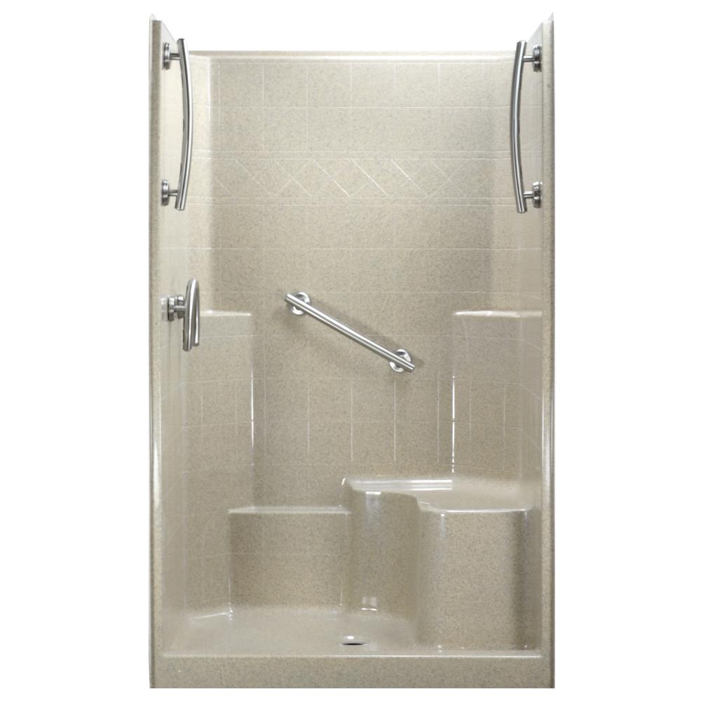 Ella 48 in. x 37 in. x 80 in. 1Piece Low Threshold Shower Stall in Beach, Grab Bars, Right Hand
