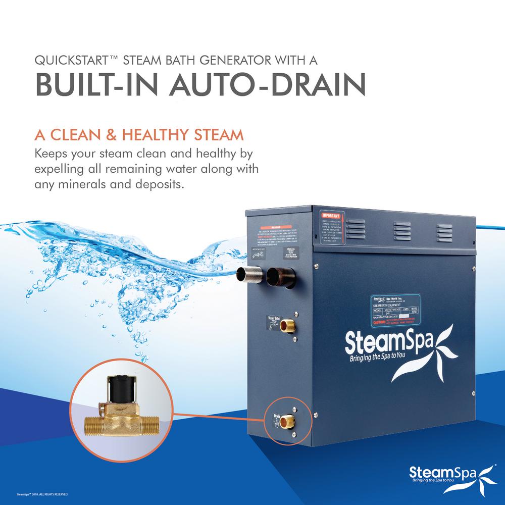 Steamspa Indulgence 9kw Quickstart Steam Bath Generator Package With Built In Auto Drain In Polished Chrome Int900ch A The Home Depot