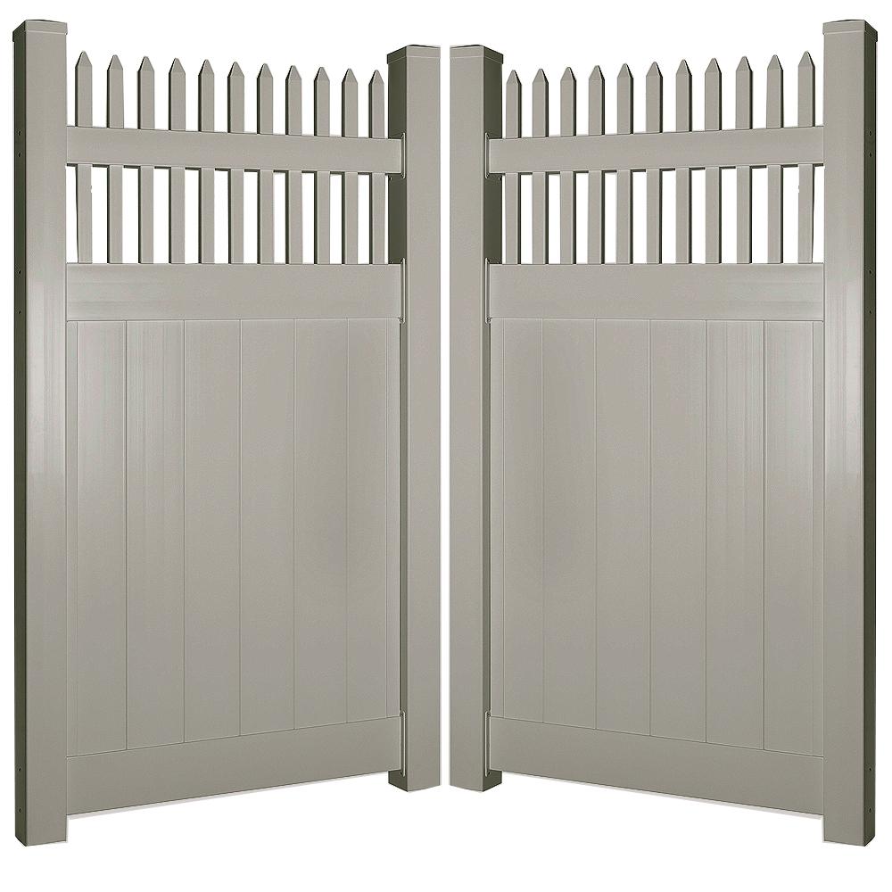 Weatherables Tremont 7.4 ft. W x 5 ft. H Khaki Vinyl Privacy Double ...