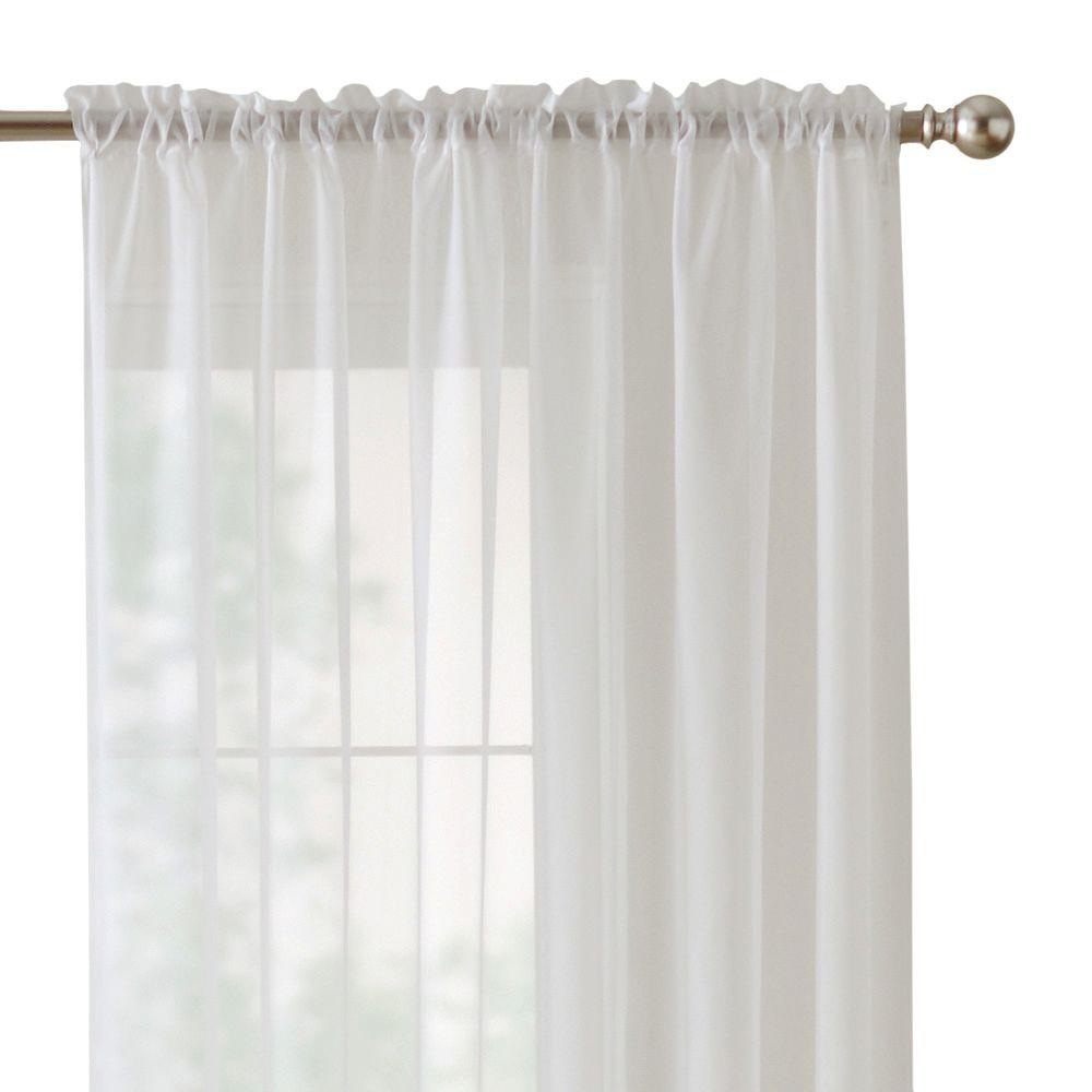 Home Decorators Collection Sheer White Sheer Voile Rod Pocket Curtain