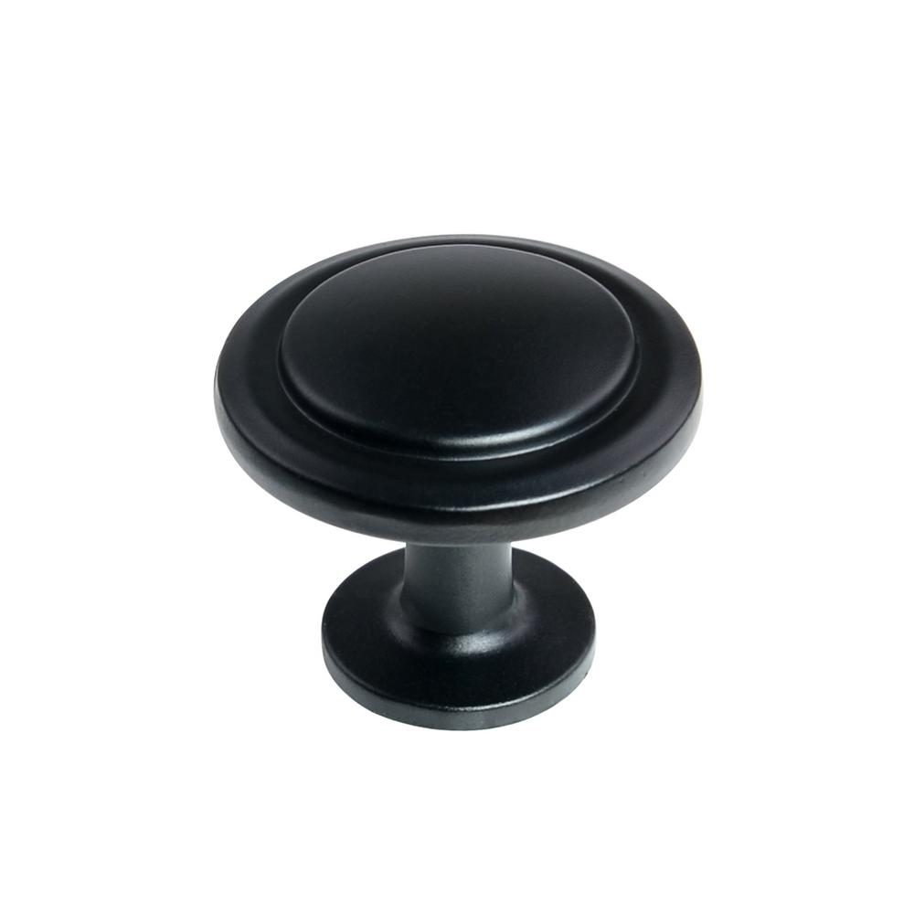 South Main Hardware 11/4 in. Flat Black Round Knob (25Pack