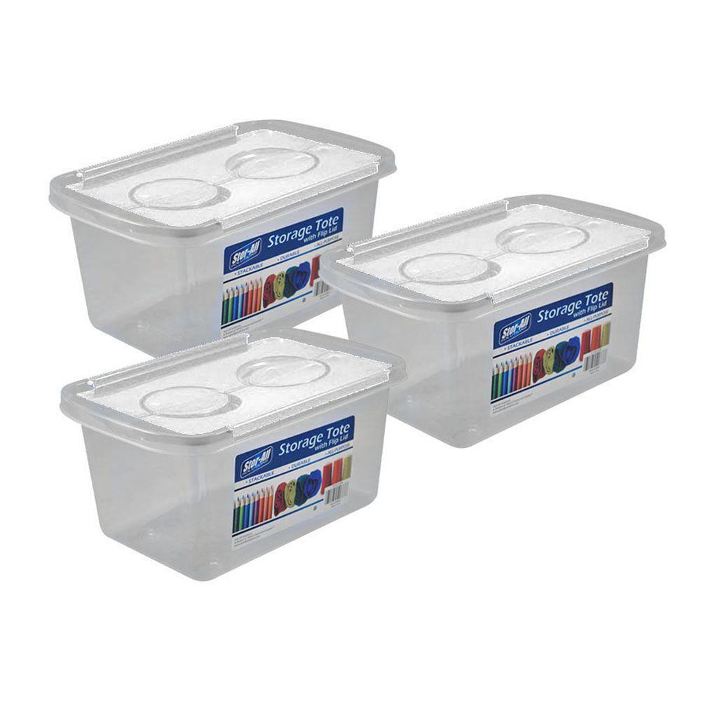 Rubbermaid Storage Containers Organization The Home Storage Tote With White Flip Lid In Clear 3 Pack