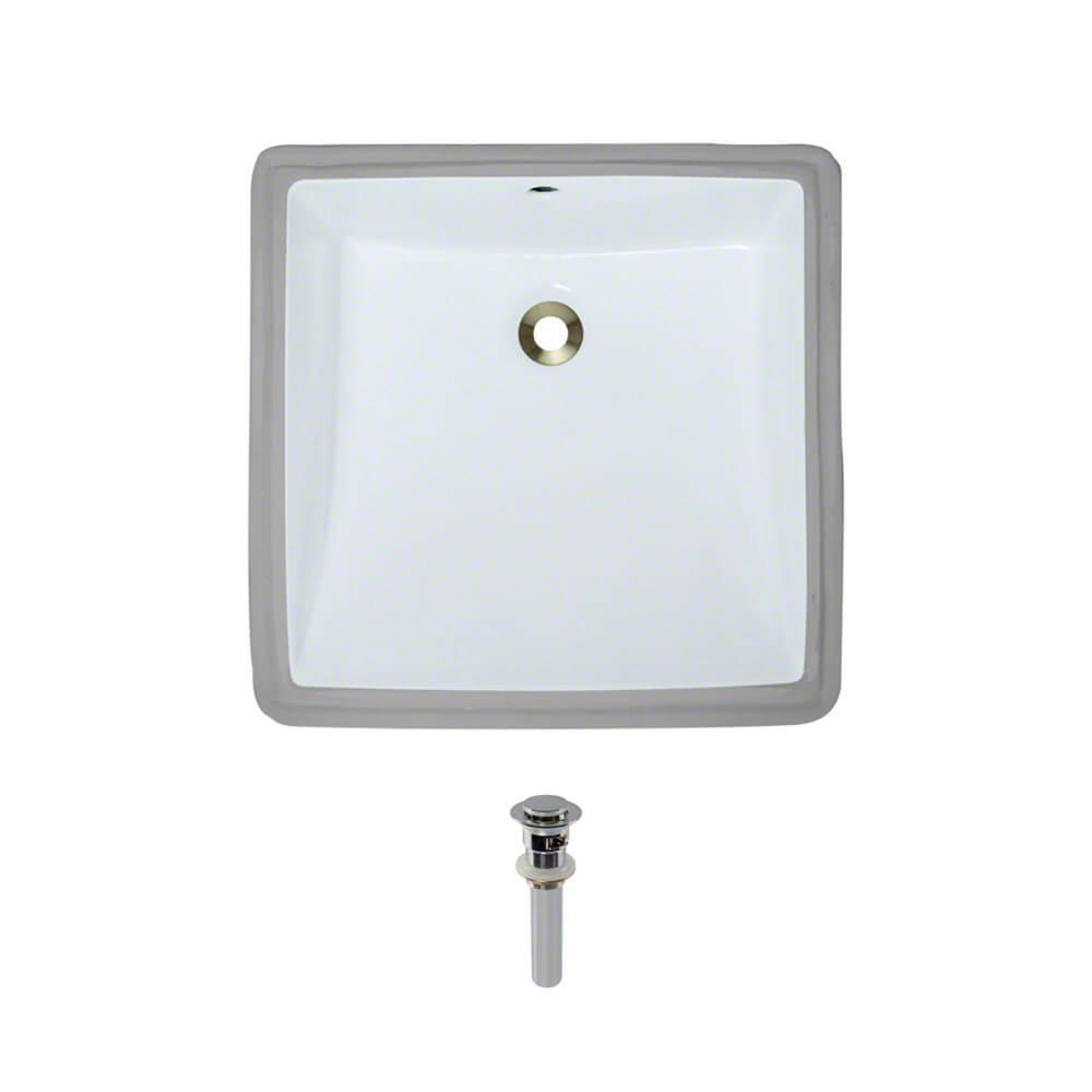 Rene By Elkay Undermount Porcelain Bathroom Sink in White with PopUp Drain in ChromeR21003W