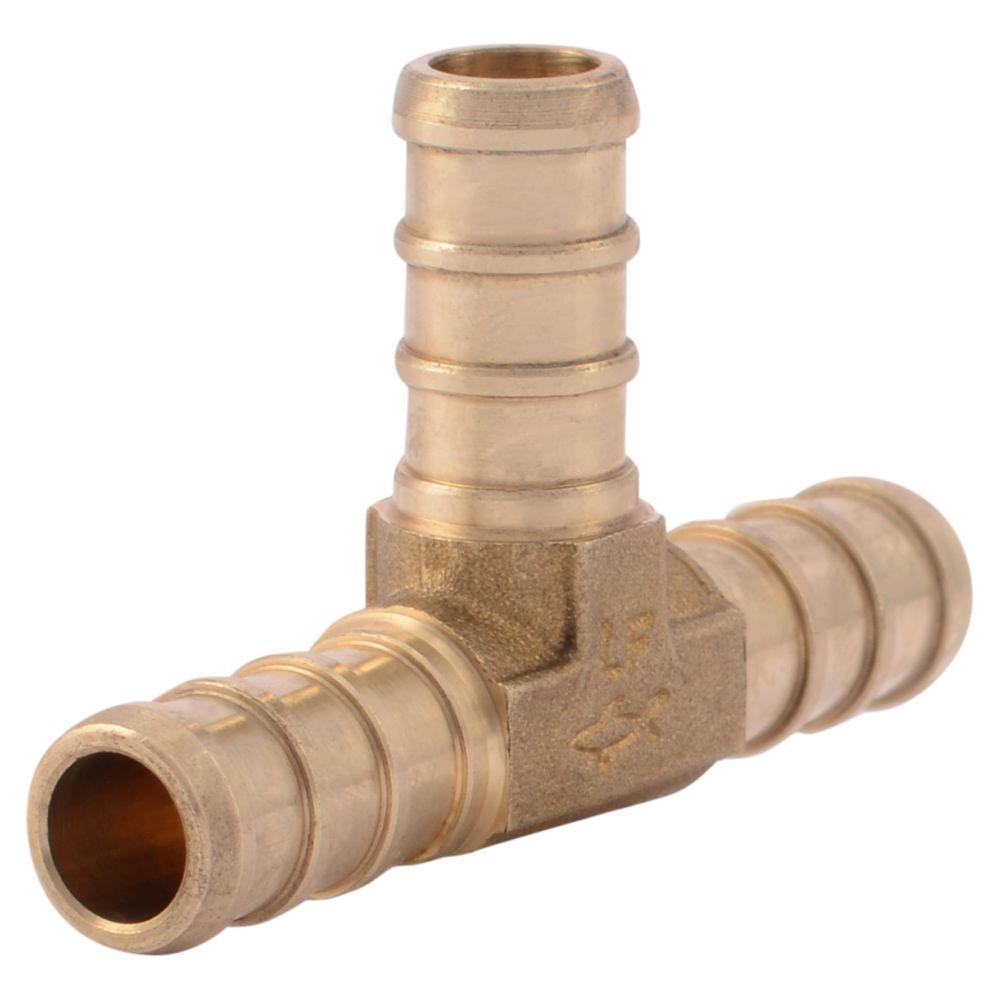 SharkBite 3/8 in. Brass PEX Barb TeeUC360LFA The Home Depot