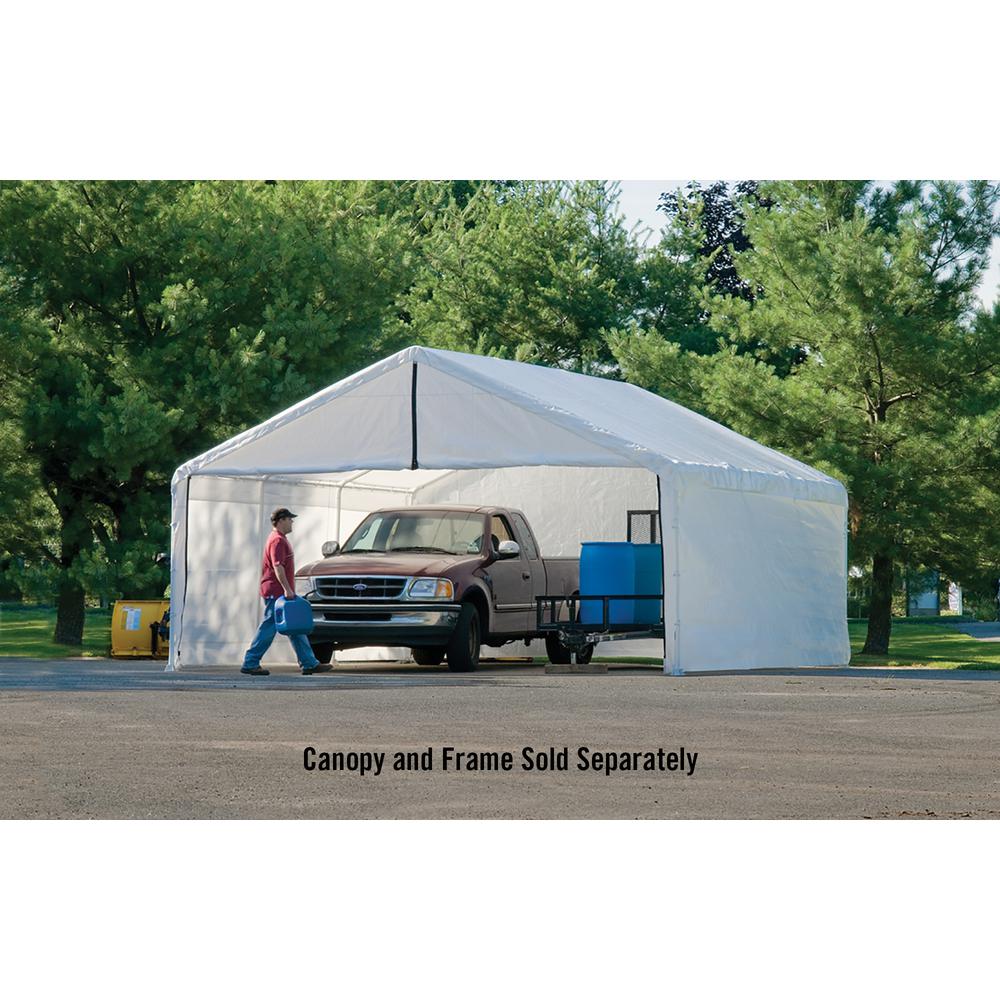 Shelterlogic 18 Ft W X 30 Ft D X 10 Ft H Supermax Fire Rated Canopy Enclosure Kit In White Frame Top Cover Not Included 26179 The Home Depot