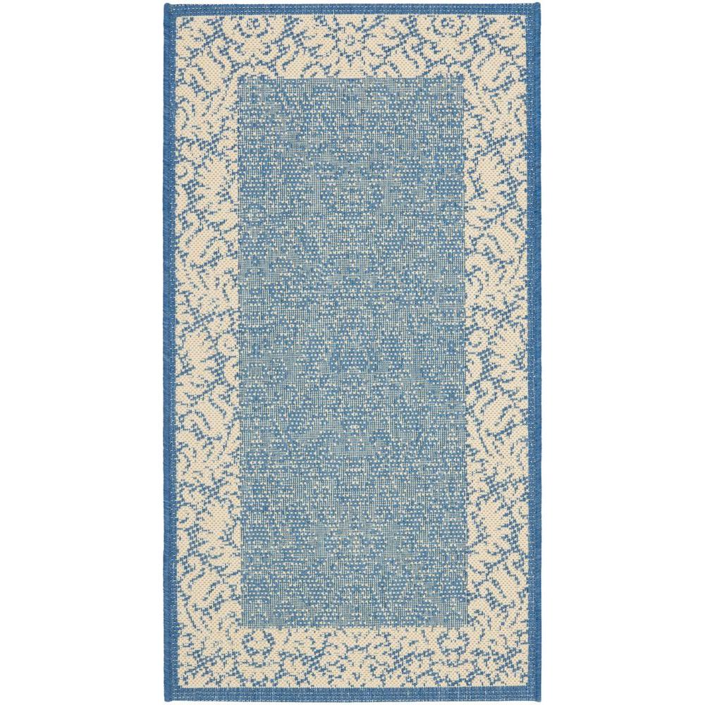 Safavieh Courtyard Blue/Natural 2 ft. 7 in. x 5 ft. Indoor/Outdoor Area