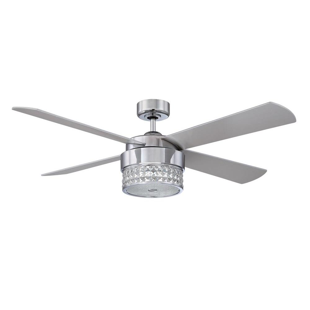 Designers Choice Collection Celestra 52 In Indoor Chrome And Optic Crystal Ceiling Fan With Remote Control And Wall Control