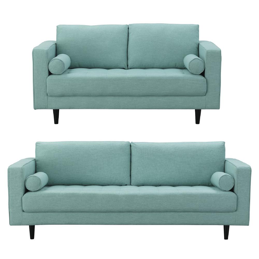Green Living Room Sets Furniture The Home Depot Arthur 2 Piece Mint Green Blue Tweed 3 Seat Sofa And