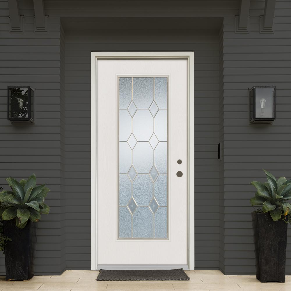 Stanley Doors 36 In X 80 In Geometric Left Hand Brass Finished