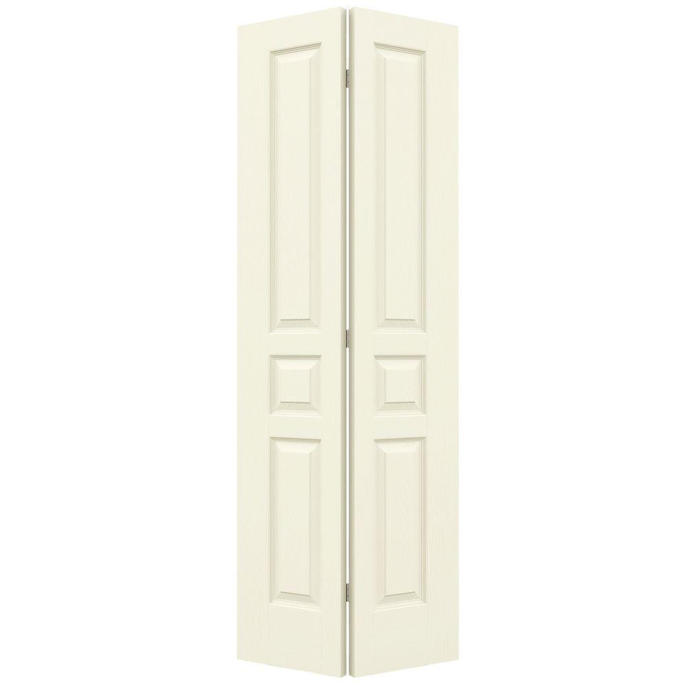 Jeld Wen 30 In X 80 In Avalon Vanilla Painted Textured Hollow Core Molded Composite Mdf Closet Bi Fold Door