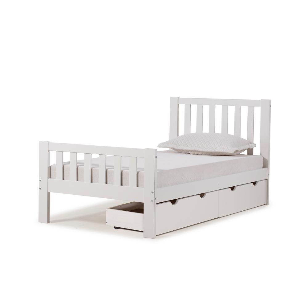 Alaterre Furniture Aurora White Twin Bed With Storage
