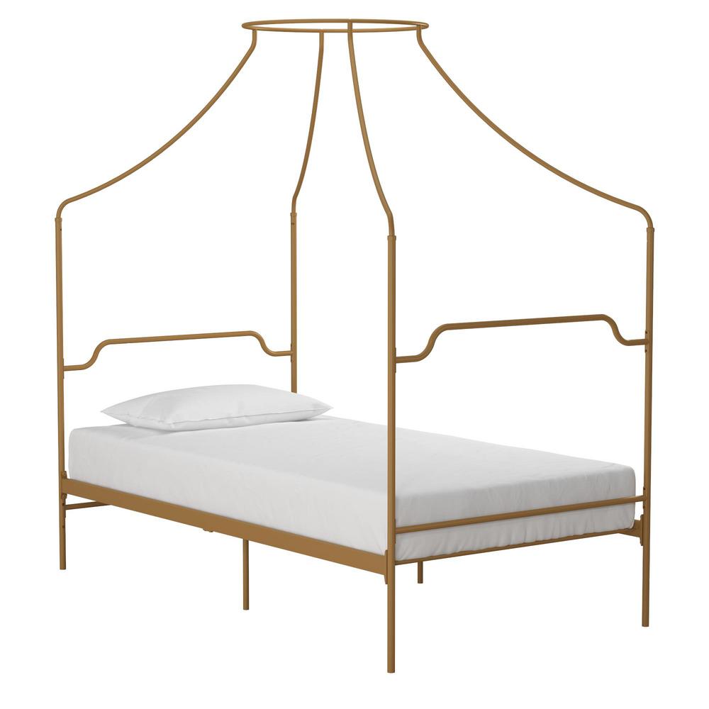 Novogratz Camilla Gold Metal Canopy Twin Size Bed-4461319N - The Home Depot