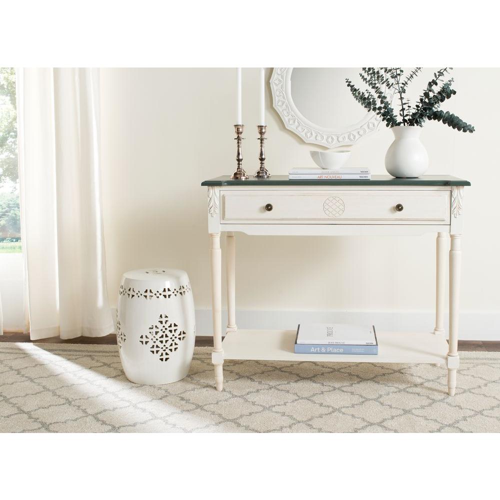 Safavieh Jenel Antique White And Dark Brown Storage Console Table