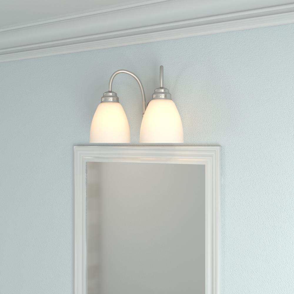 Hampton Bay Hamilton 2 Light Brushed Nickel Vanity With 2 Light Brushed Nickel Vanity