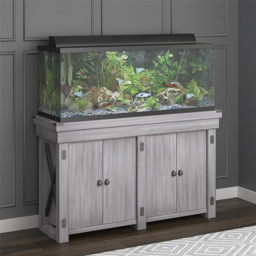 Ameriwood Forest Grove Rustic White 55 Gal Aquarium Stand Hd79118