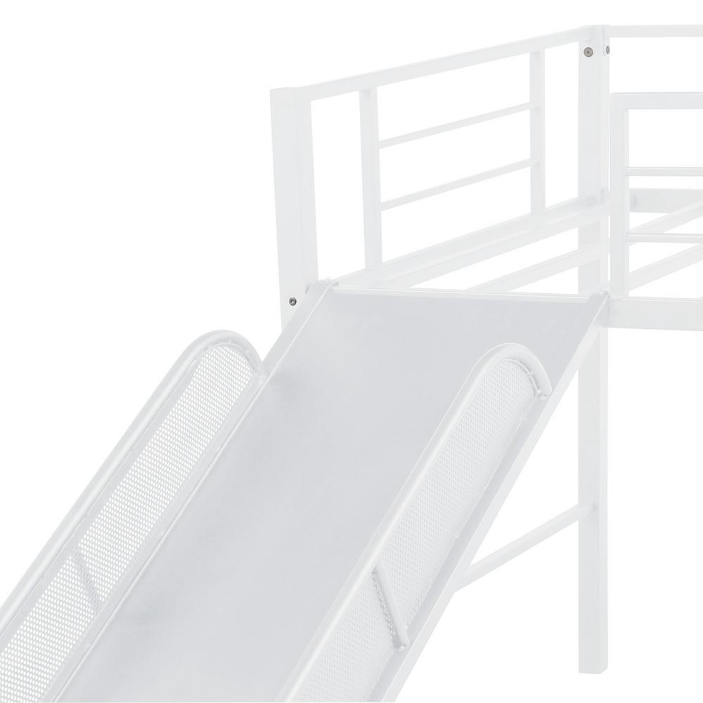 white loft bed metal