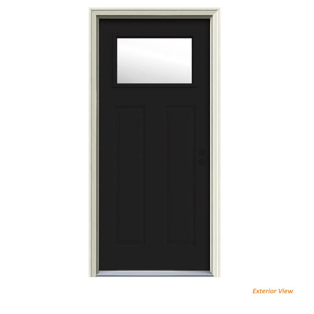 Jeld Wen 34 In X 80 1 Lite Craftsman Black Painted Steel Jeld Wen 34 In X 80 1 Lite Craftsman Black Painted Steel