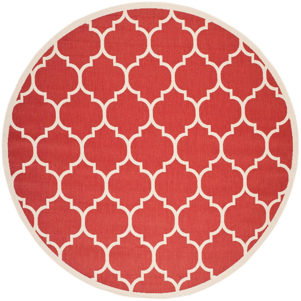Safavieh Courtyard Red/Bone 8 ft. x 8 ft. Indoor/Outdoor Round Area Rug