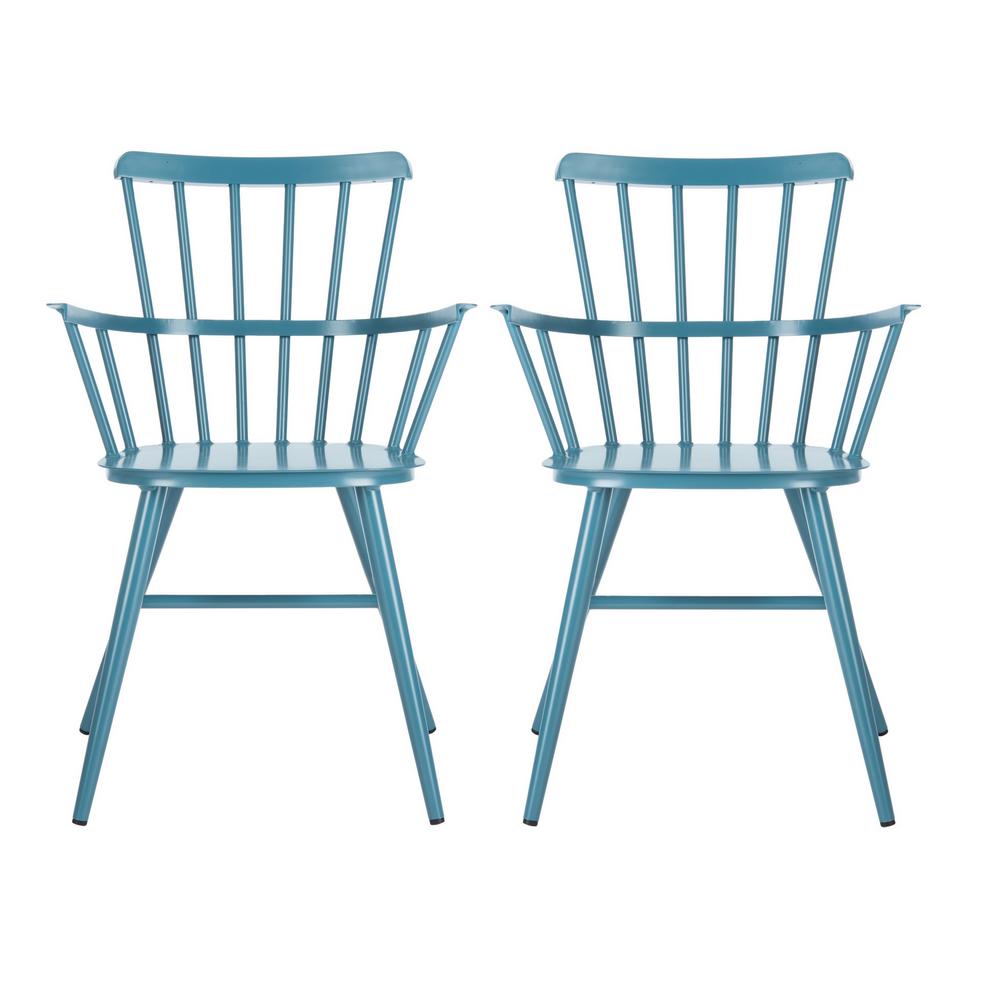 Safavieh Chester Matte Navy Blue Stackable Metal Outdoor Dining Chair