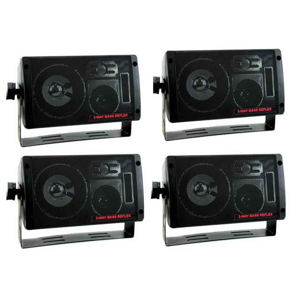 600Watt 3Way Car Audio Mini Box Speakers Stereo Indoor System2 x