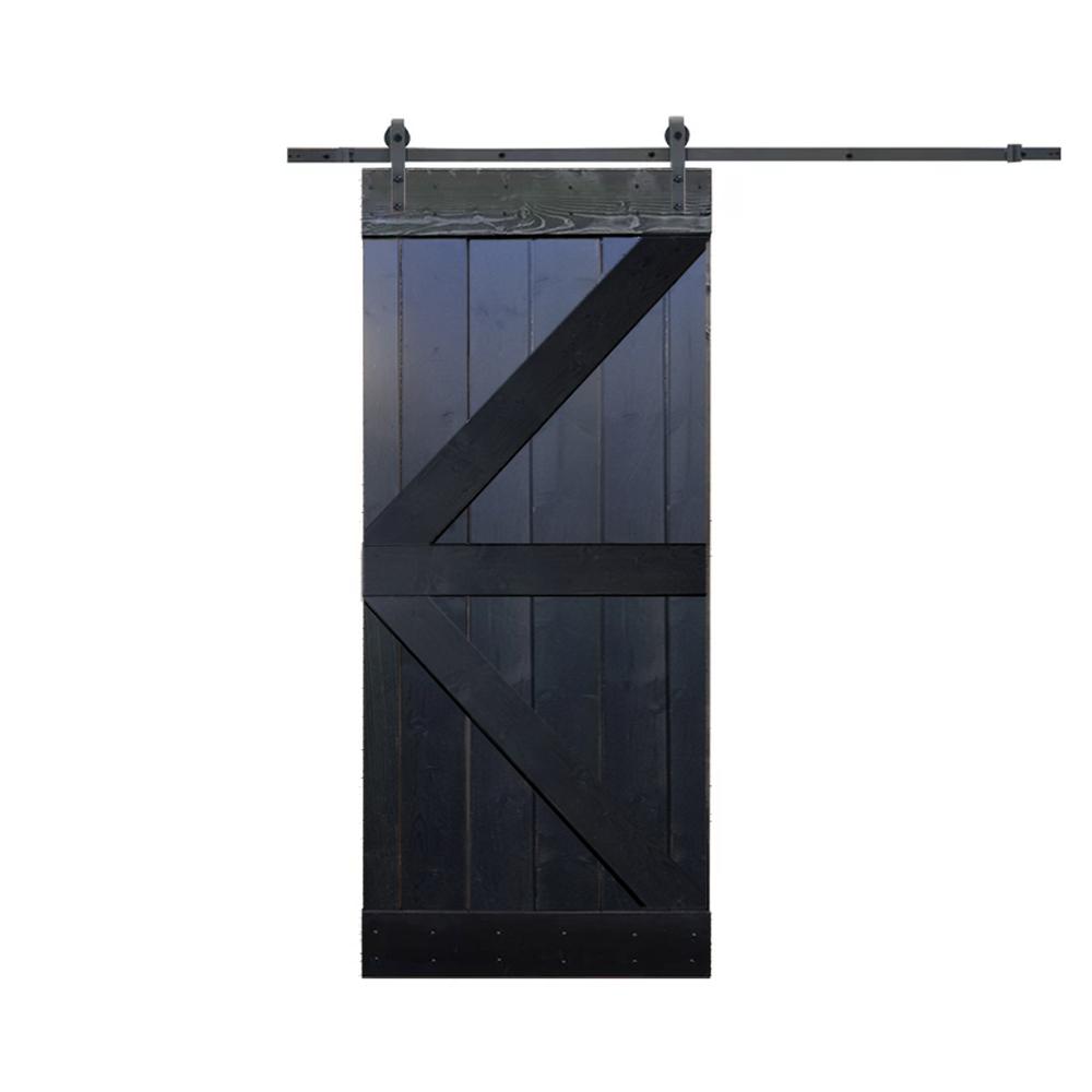 Calhome 36 In X 84 K Style Knotty Pine Wood Diy Barn Door With K Style Knotty Pine Wood Diy Barn Door With Sliding Hardware Kit