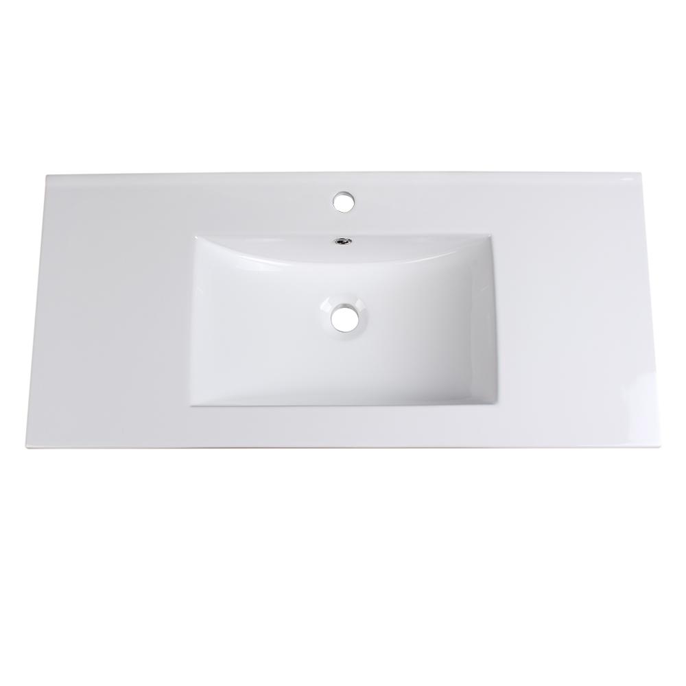 Fresca Allier 40 In Drop In Ceramic Bathroom Sink In White With Integrated Bowl