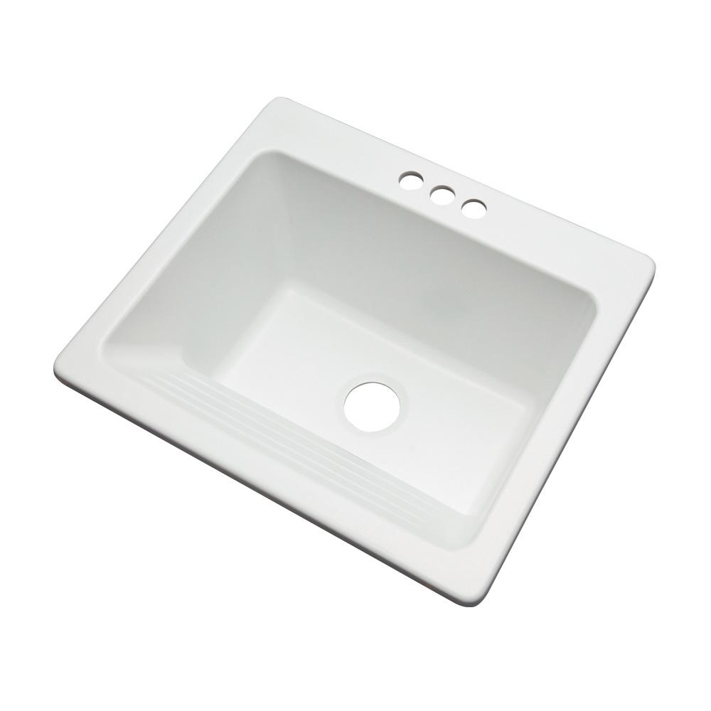 Thermocast Kensington Drop In Acrylic 25 In 3 Hole Single Bowl Utility Sink In White