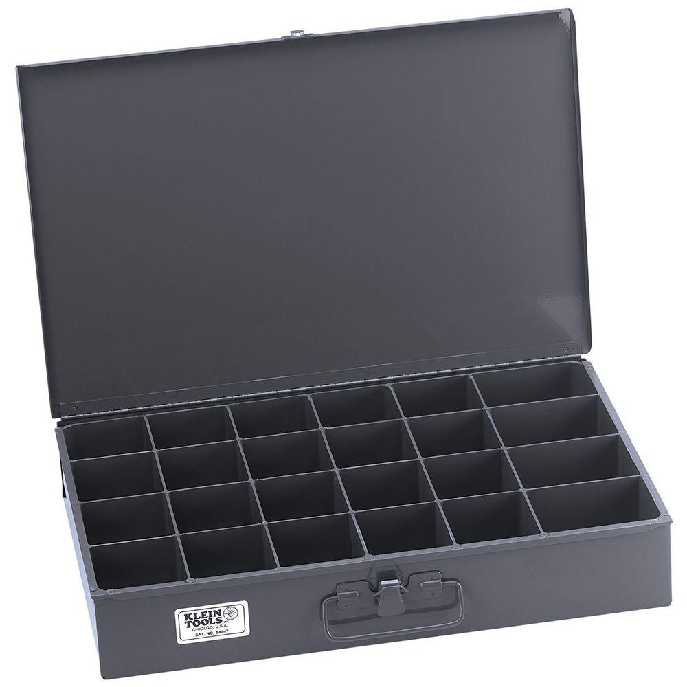 Klein Tools 18 In 24 Compartment Extra Large Storage Box 54447 The   Metallic Gray Klein Tools Small Parts Organizers 54447 64 1000 