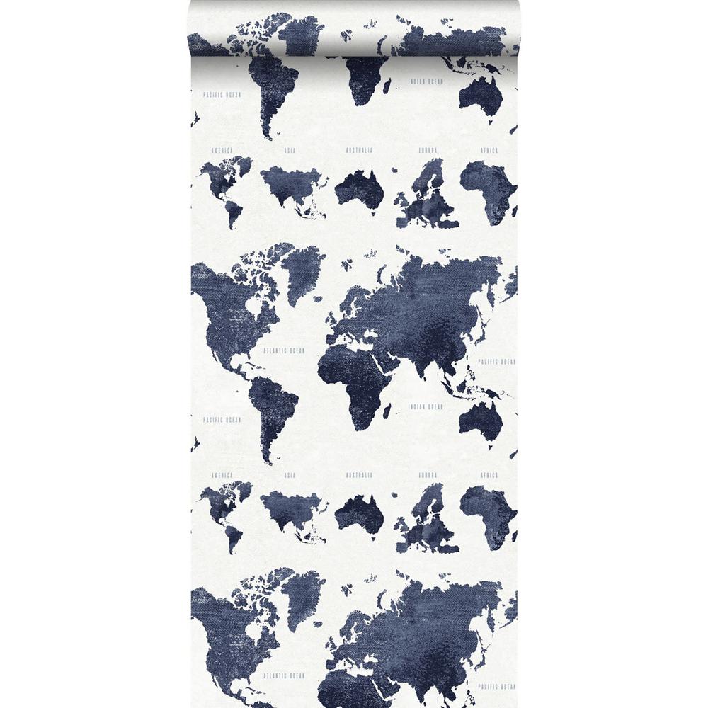 8 In X 10 In Boq Dark Blue World Map Wallpaper Sample Images, Photos, Reviews