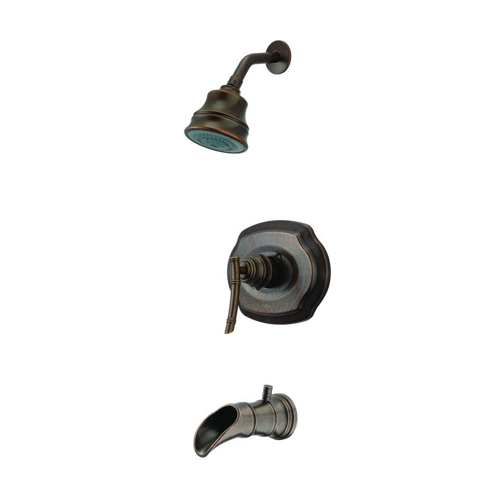 Pegasus Bamboo SingleHandle 3Spray Tub and Shower Faucet in Heritage