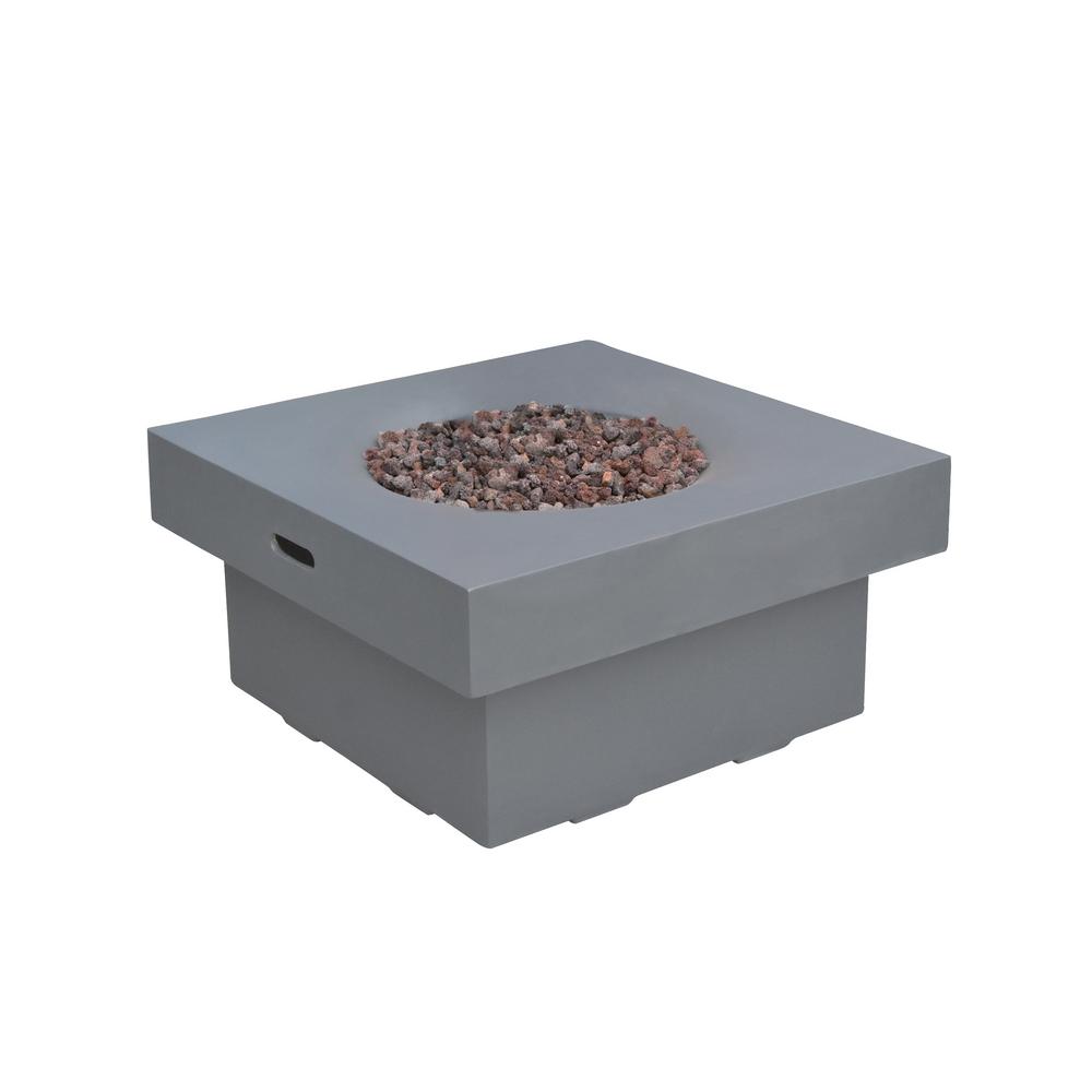 Modeno Branford 34 in. x 17 in. Square Concrete Propane Fire Pit Table in Light Gray