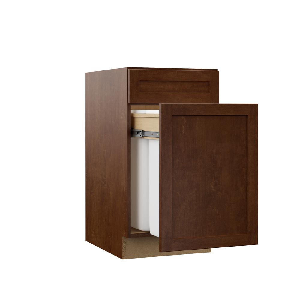 Hampton Bay Designer Series Soleste Assembled 18x34 5x23 75 In Dual Pull Out Trash Can Base Kitchen Cabinet Spice