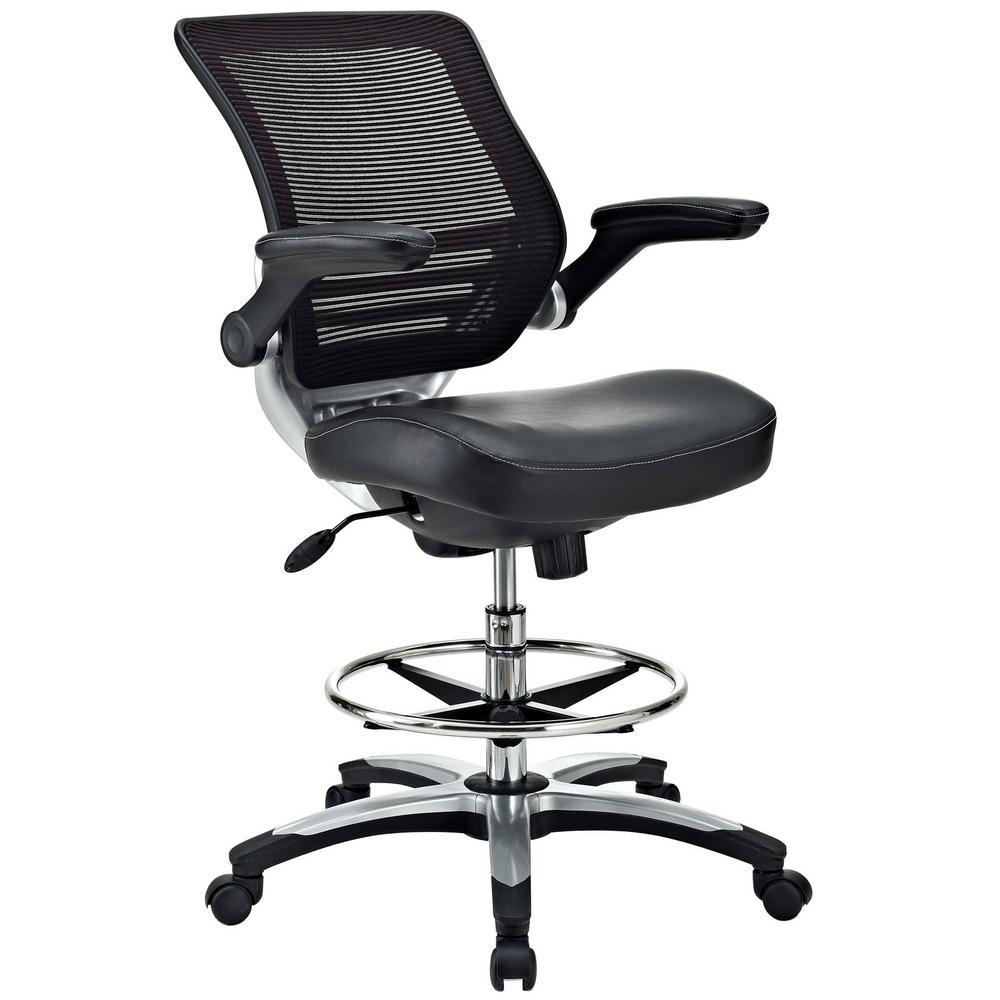 Modway Edge Drafting Stool In Black Eei 211 Blk The Home Depot