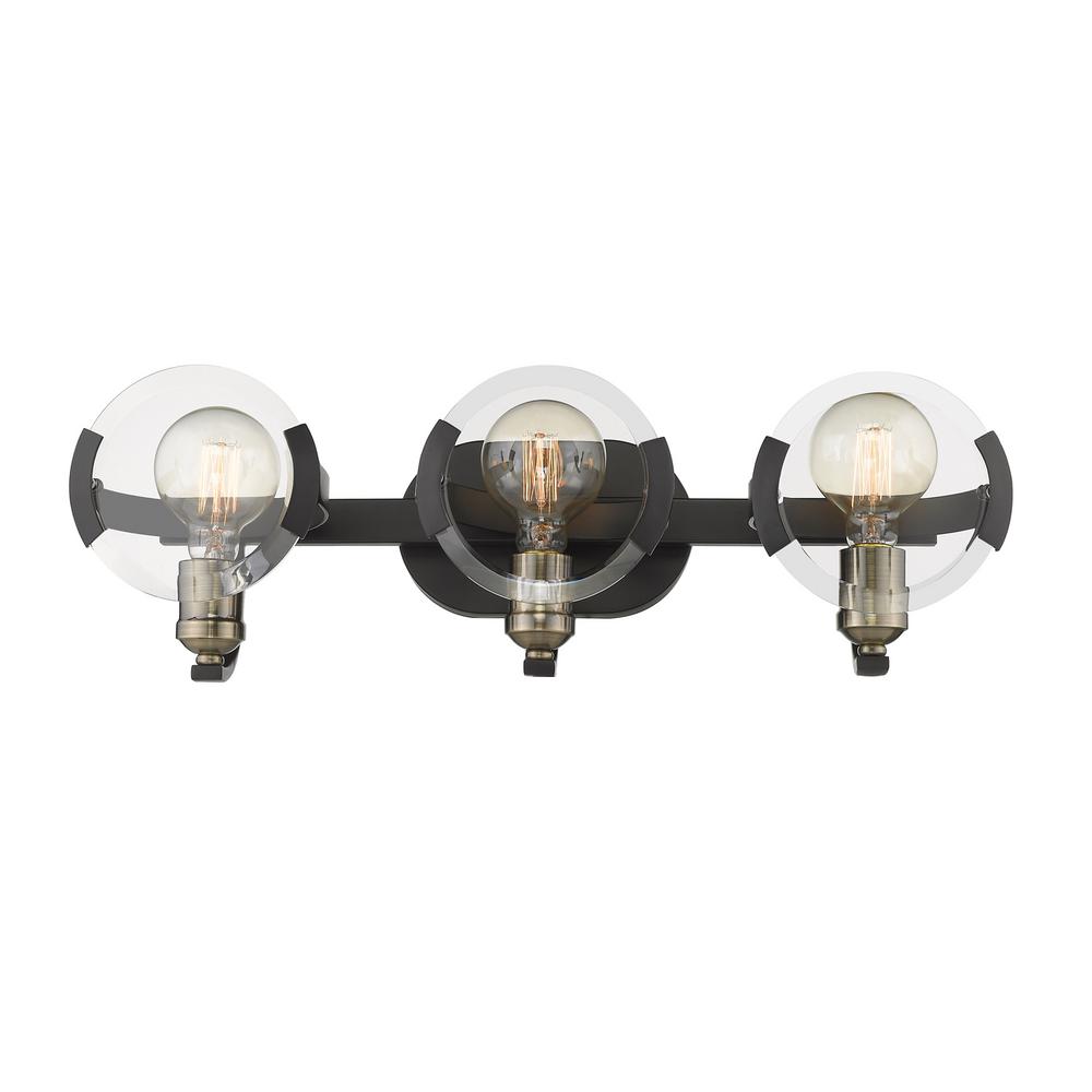 Golden Lighting Amari 3 Light Black With Aged Br Accents Bath Vanity Golden Lighting Amari 3 Light Black With Aged Br Accents Bath Vanity